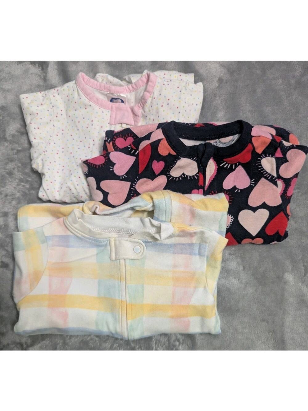 Girls Footed Sleep N Play Bundle Burts Bees, Old Navy, Gerber Sz 3-6 Months